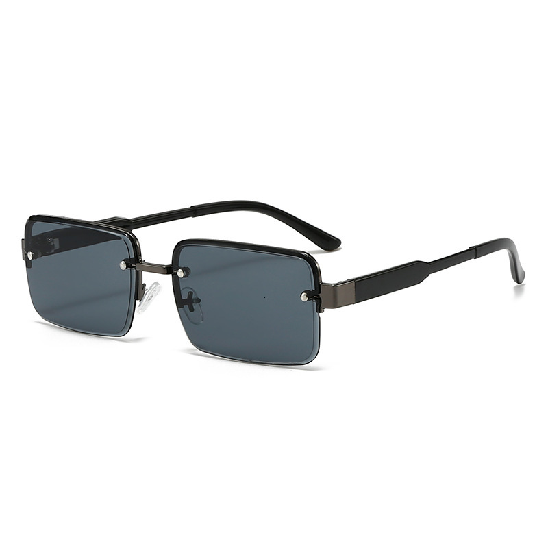New Men's Retro Small Square Trendy Personalized And Stylish Cross 45 Border Metal Half 89 Frame Sunglasses