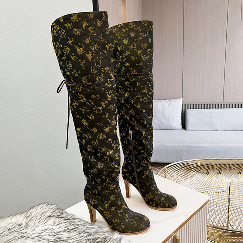 Over The Knee Boots Designer Boots Women Winter Boot Adjustable Canvas Zipper Laces Ladies Girls Sexy High Boot Leather Ankle Boots Outdoor Fashi