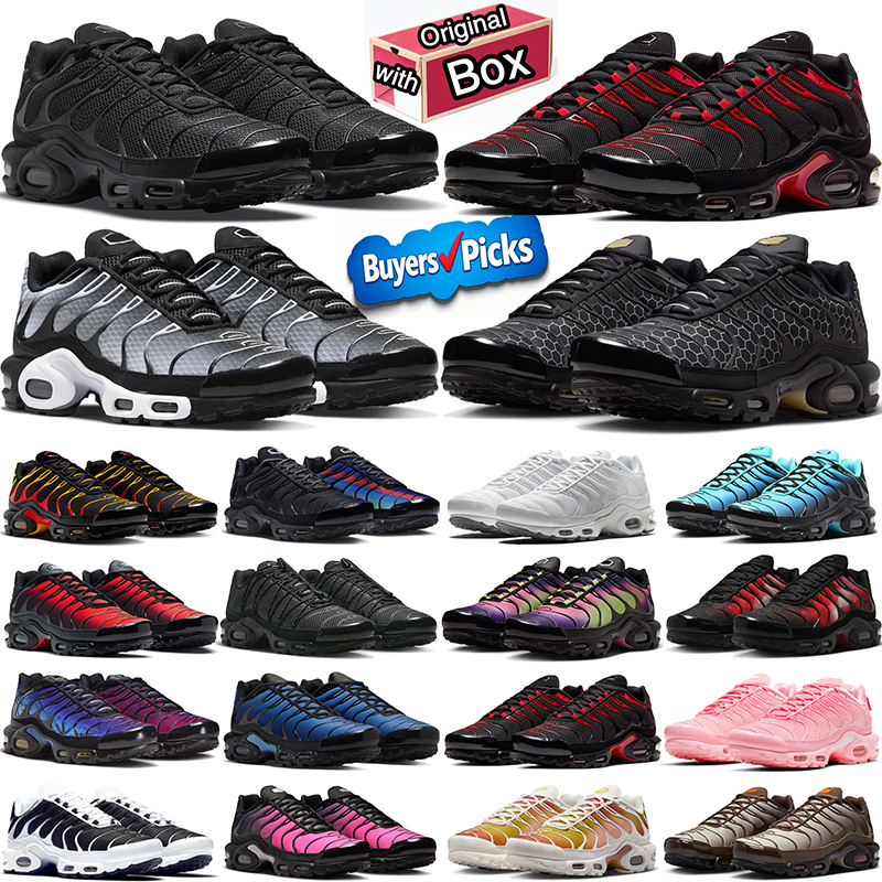 with box New Arrival TN Plus Running Shoes Men Women Breathable Mesh Sneakers Casual Sports Trainers Outdoor Recreation