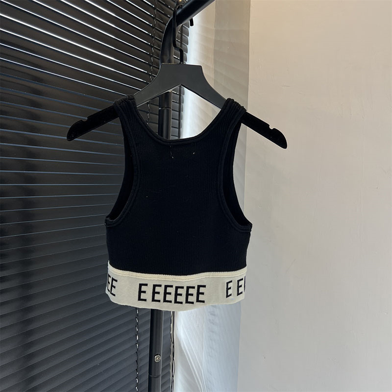 Débardeur court rayé sans manches pour femmes, haut de luxe, lettres, sangle à la taille, tricot, été, Cool, Style de rue, débardeur, Singlets
