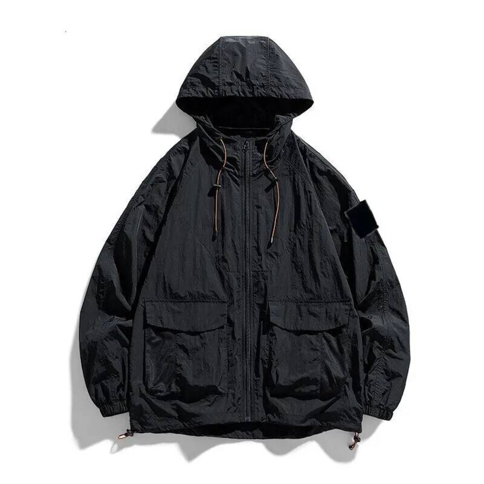 Stone Jackets Men Casual Coat Stones Spring Autumn Thin Breathable Wind Resistant Isllend Long Sleeve Loose Daily Outdoor Travel Solid Daily Wear Ou