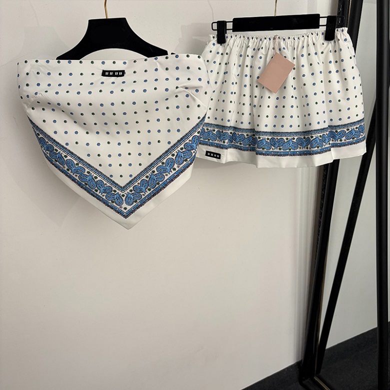 Polka Dot Tube Tops Jupe Ensemble Designer Femmes Y2K Dos Nu Fille Robe Ensemble D'été Paisley Imprimer Soirée Charmant Bandeau Tops Jupe Ensembl