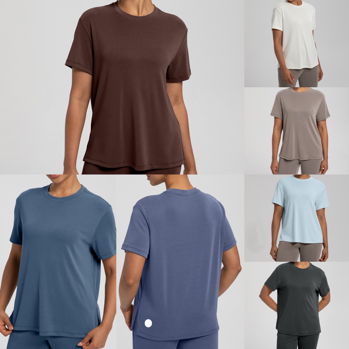 UU-L6403 Haut de sport d'été drapé côtelé lavé au sable pour femmes pour le fitness et le yoga T-shirt de yoga léger et respirant vêtements de sp