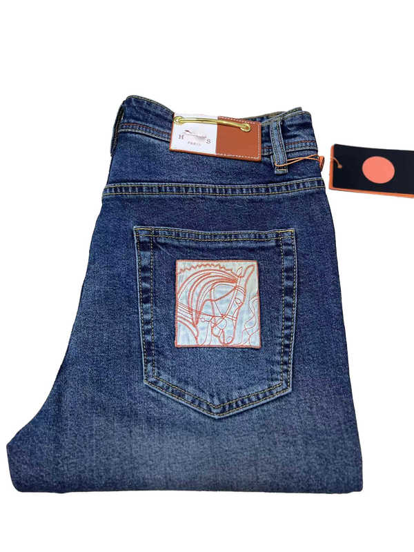 Jeans élastiques de luxe pour hommes, styliste de mode d'automne, marque à la mode, vieille fleur, célébrité, même style, polyvalent, amincissant