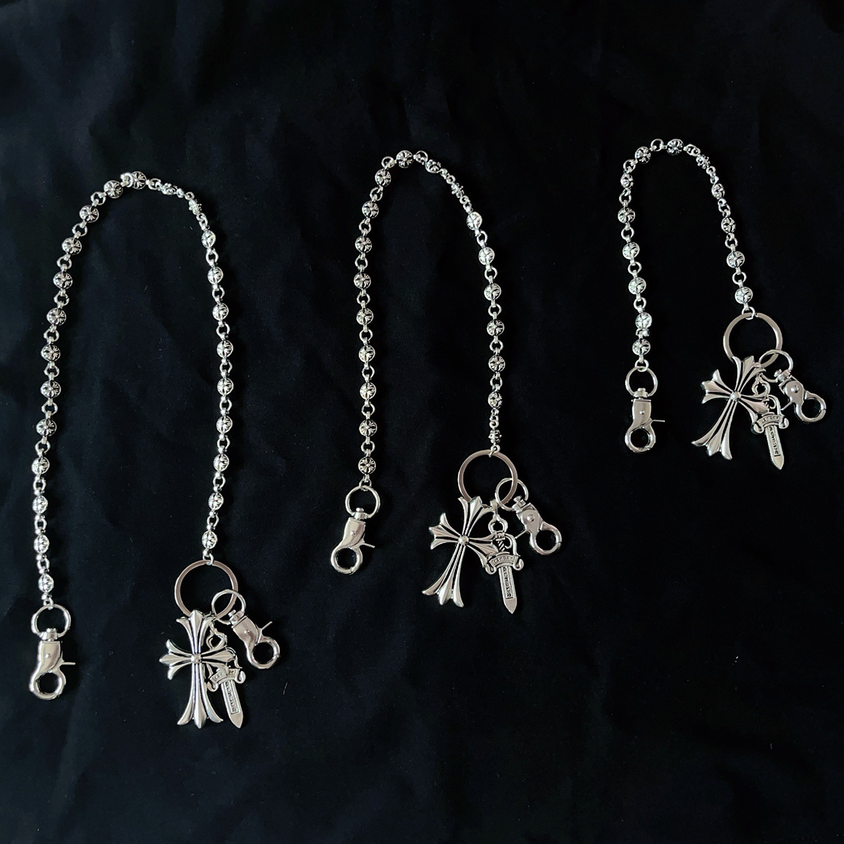 Vintage Luxury Designer Jewelry Vintage Silver Cross Pendant Pants Chain Wallet Chain Gothic Punk Jeans Chain Men Women Fashion Jewelry