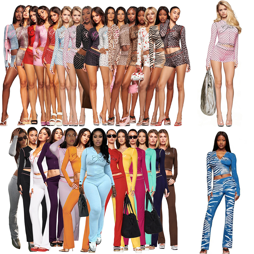 i am gia Womens Tracksuit 2 Piece Set Designer Sports Suit For Women Flared Pants Zip up Long Sleeve ladies Woman Autumn Top Low Waist Micro Social