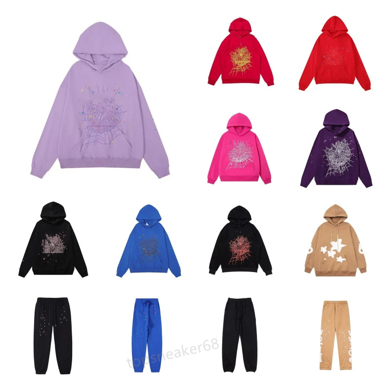 Men Women Hoodie High Quality Foam Print Web Graphic Pink Sweatshirts Hoodies Designer Sweatpants m-2XL