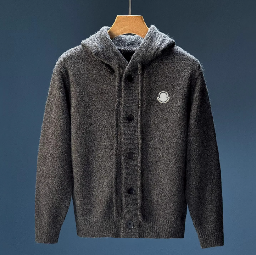 2026 Autumn And Winter New Fashion Luxury Hooded Knitted Sweater Embroidered Brand Logo Cardigan Men's Loose Jacket Sweater Top Asian Size M-3X
