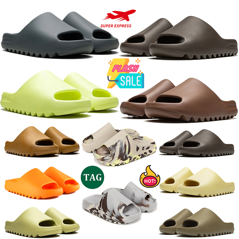 Designer slides for men slippers Bone Azure Flax Pure restock pair Ochre glow Resin Soot black Core womens sandals mens solid slide classics slipper