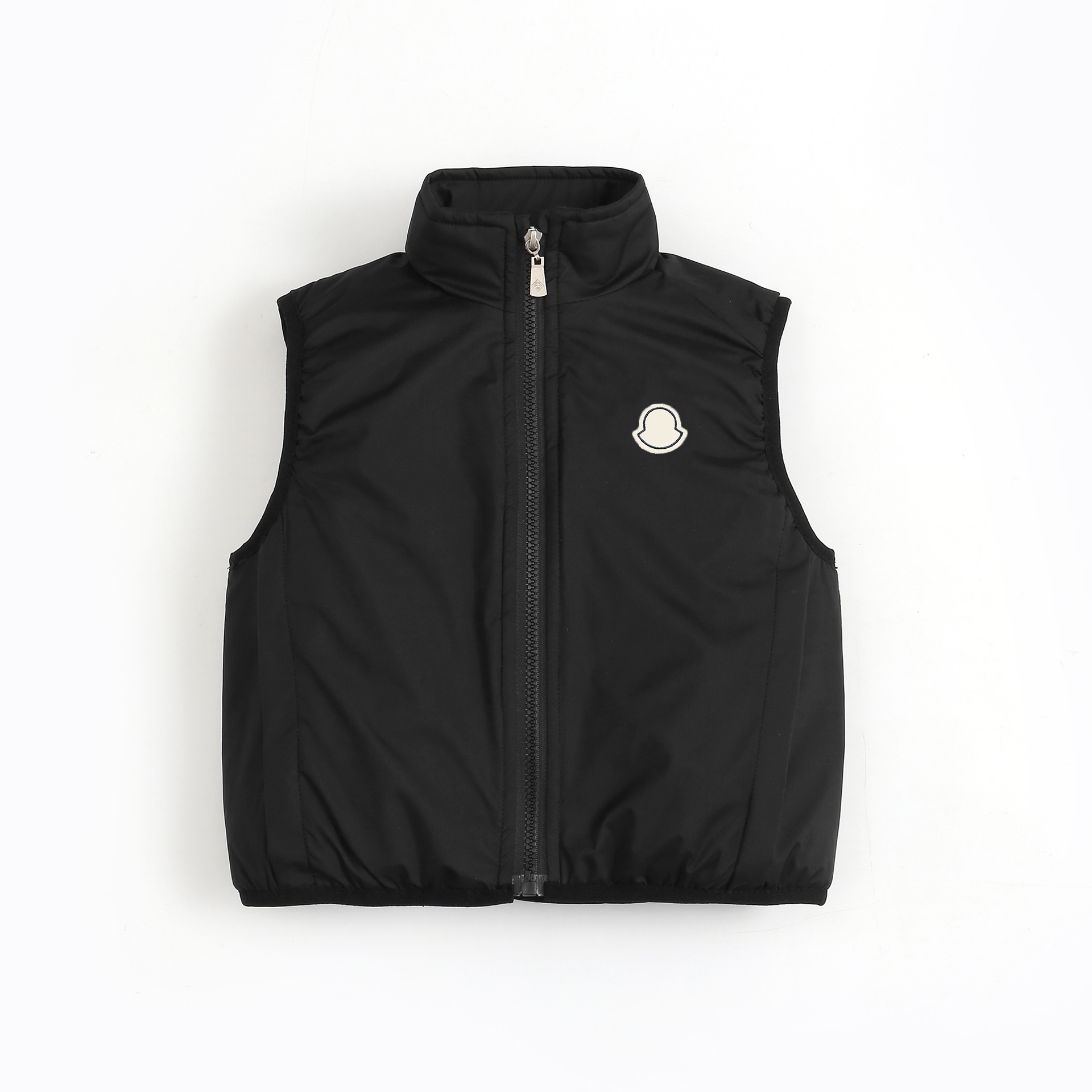 Boys Girls Lightweight Padded Sleeveless Vest Stand Collar Zipper Gilet With Small Embroidery Logo Kids Autumn Casual Outerwear