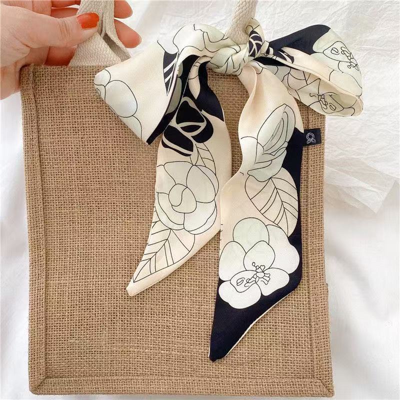 5*90cm Korean Version of Flower Headband Streamer Twill Silk Scarf Women's Tie Bag Handle Ribbon Fashion Decoration 26Y0813 Z260917