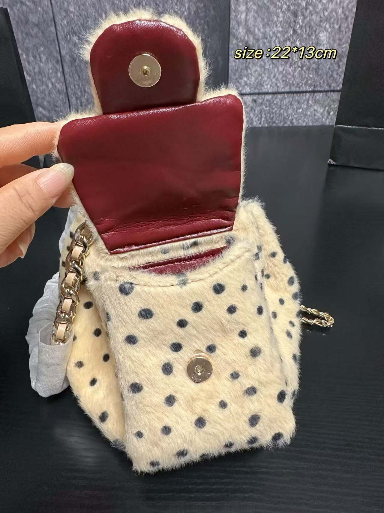 26A Top quality Designer bag luxury bag dalmatian spotted fur ch25bag Mini Handbag chain shoulder bag Flap bag 2026 Trends wallet party evening bag