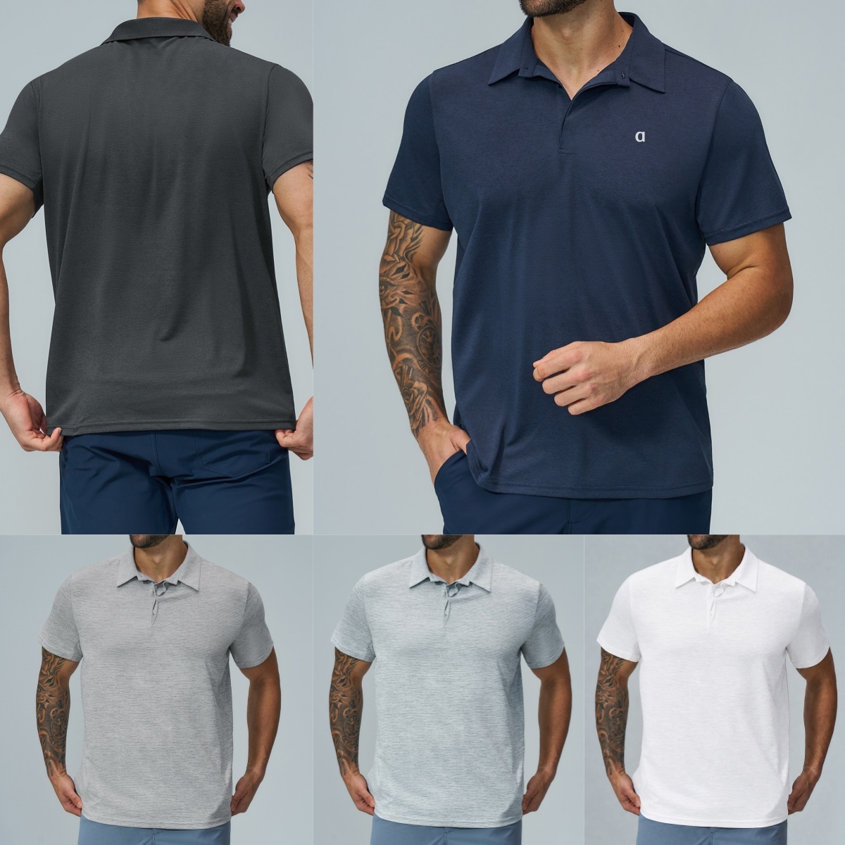 2676AO Polo pour hommes absorbant l'humidité à séchage rapide pour le sport et le golf Haut d'extérieur à manches courtes en polyester léger Coup