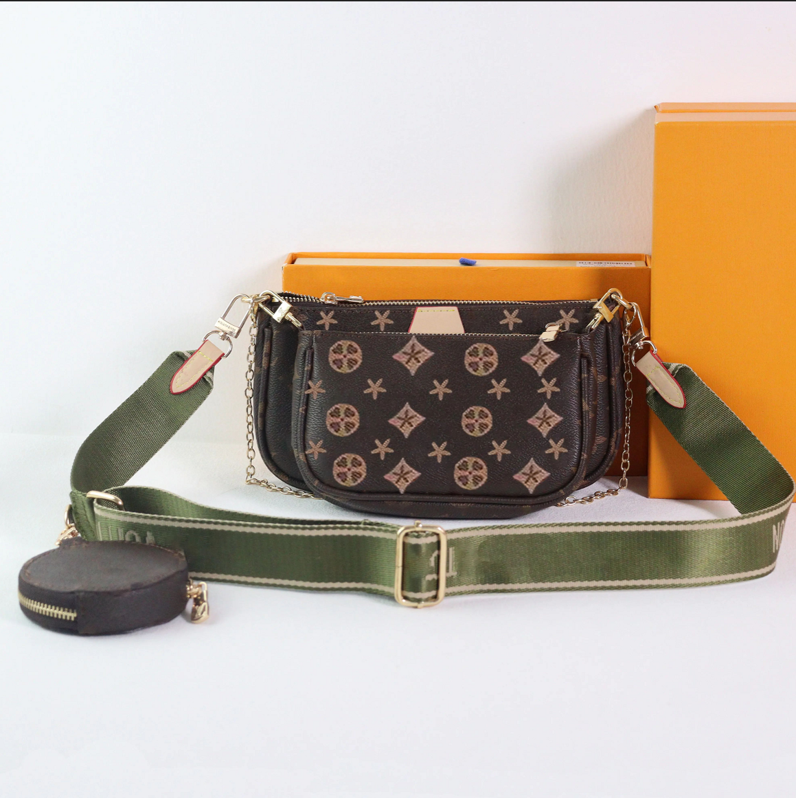 Pochette de créateur Portefeuilles Haute qualité Vieille fleur Ensemble de trois pièces Sac à bandoulière Sacs pour femmes Sac à bandoulière Sac