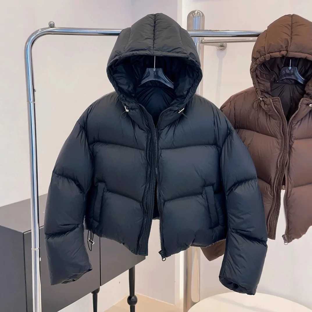 White 90% Duck Down Puff Thicken Down Jacket for Women Short Hooded puffer Coat Outwear Female S2610140FWB