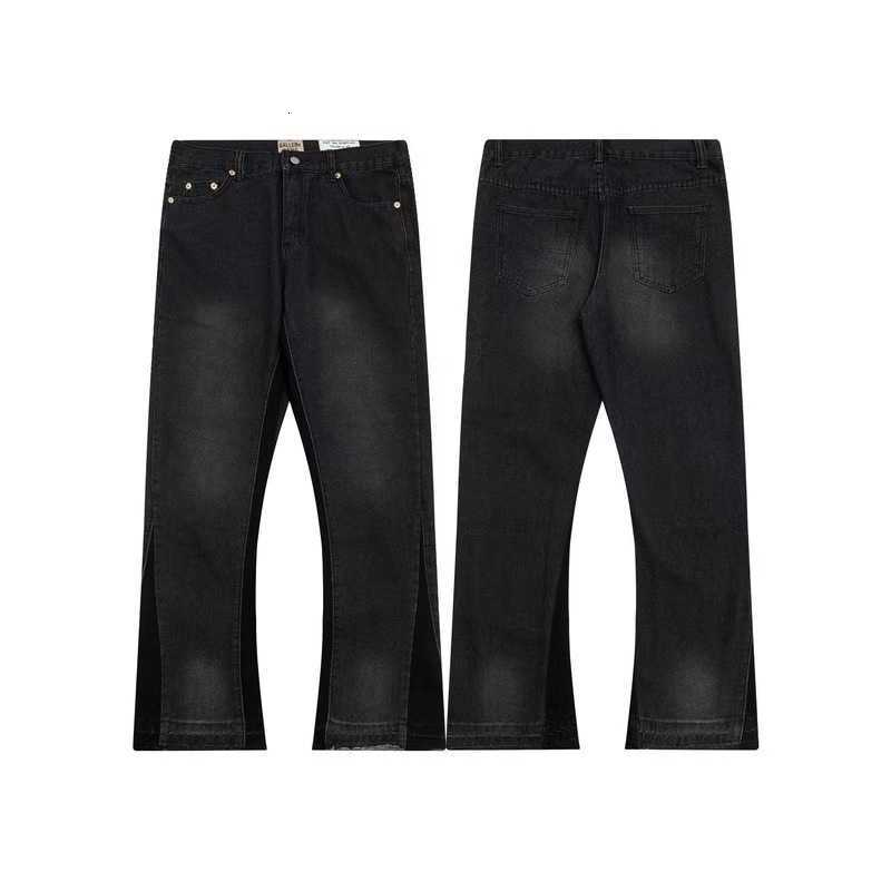 Men Jeans trousers Vintage Style Ga Brand Distressed And Splashed Ink For High Street Straight Wide Leg Trousers Denim Pants