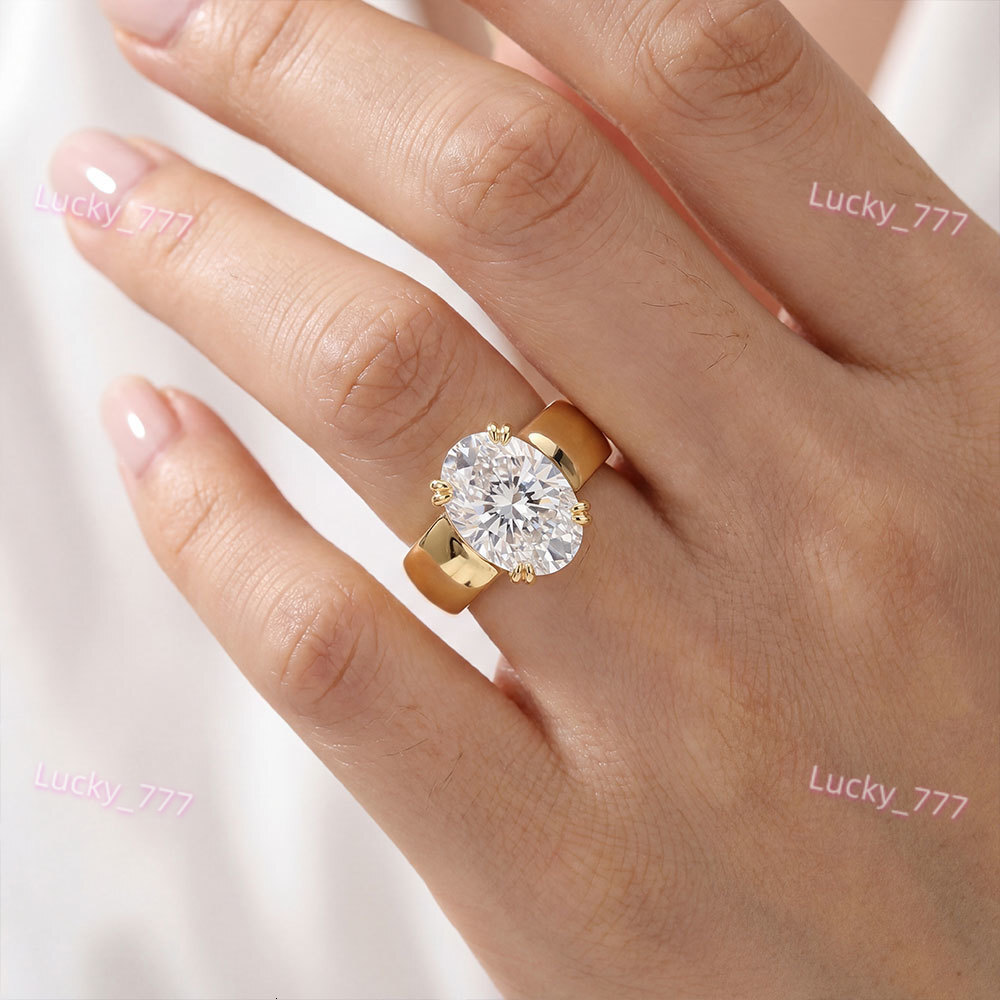 Classic Oval Lab Grown Diamond Engagement Ring 10k/14k/18k Solid Gold 4.5ct D Color IGI Certified Fancy Vivid Luxury Ring