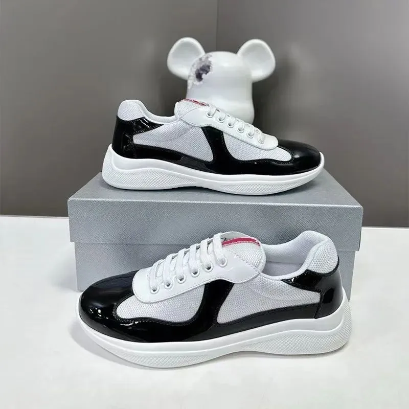 Patent Leather Designer Americas S Cup Dames Heren Low-Tops: Unisex lichtgewichten voor een actieve levensstijl - Kleuren zijn inclusief roze/zwart/