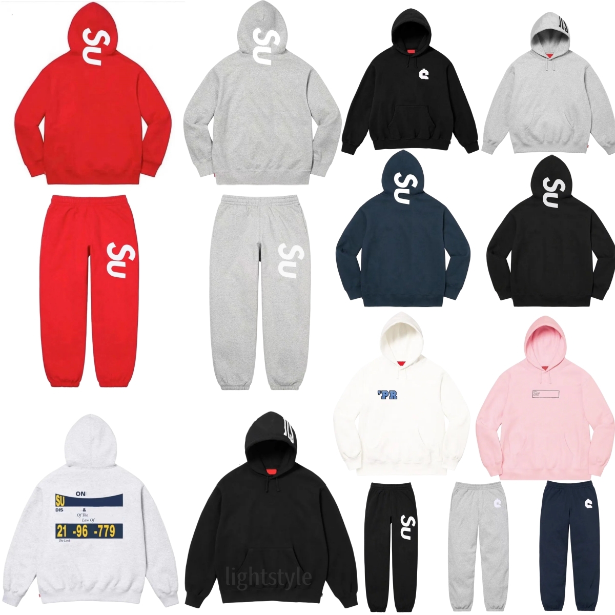 Surperme Long Sleeves Men's And Women's Basic Solid Color Round Neck Sweatshirt Hip Hop Street Versatile Fashion Sweatpants Cotton SPM Hoo