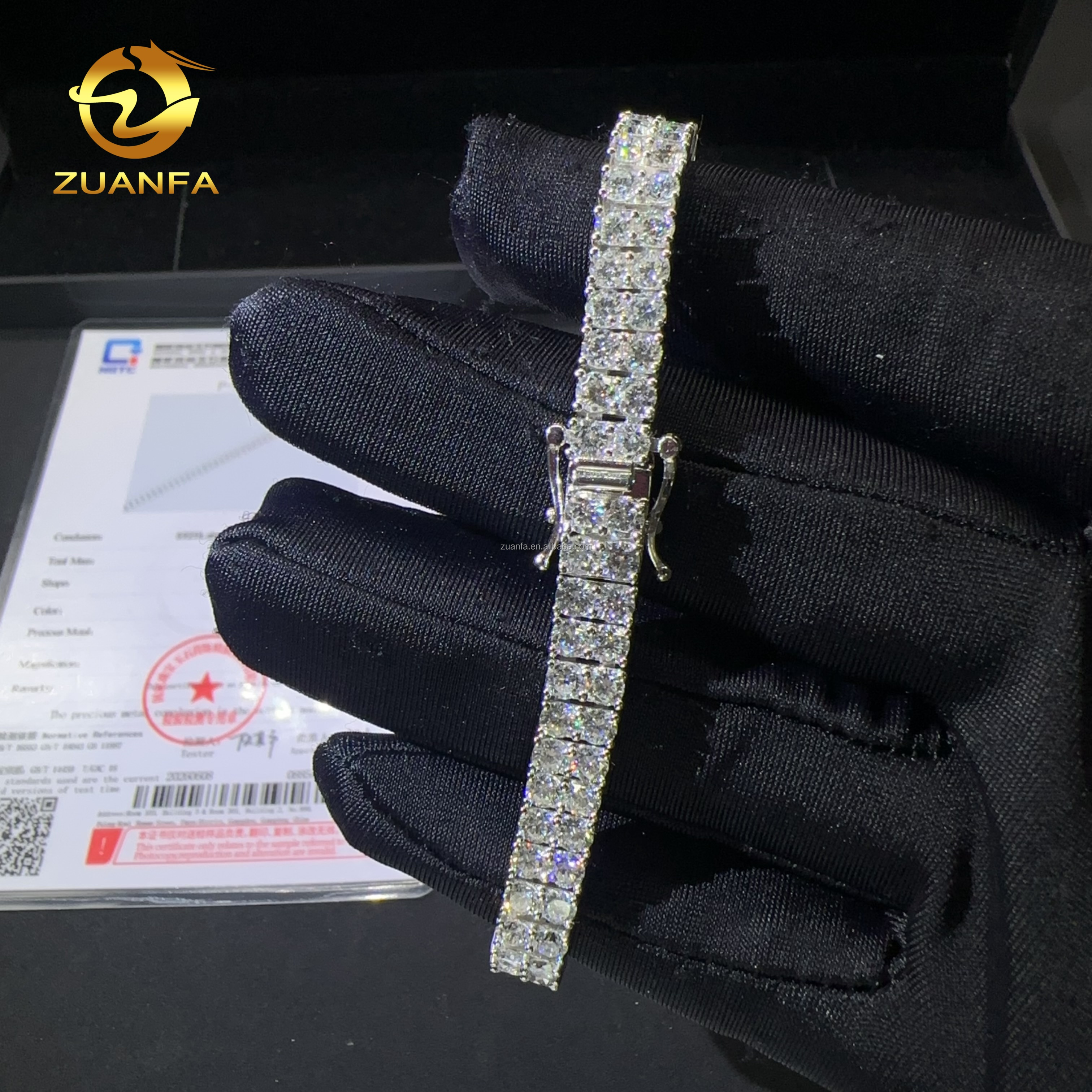 2026 Custom Made Fashion Prong Setting Two Rows Stone 3mm S925 Iced Out Jewelry Lab Grown Diamond NGTC Hip Hop Tennis Bracelet