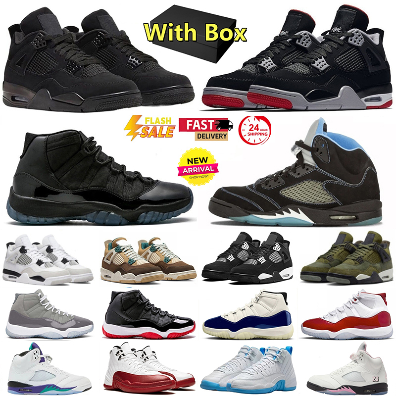2026 Designer Basketball Shoes 4s 5s 11s 12s Mens Black Cat Melo Valentine's Day Pizza Bred Panda Light Grey Gamma Blue Trainers Sports Sneaker