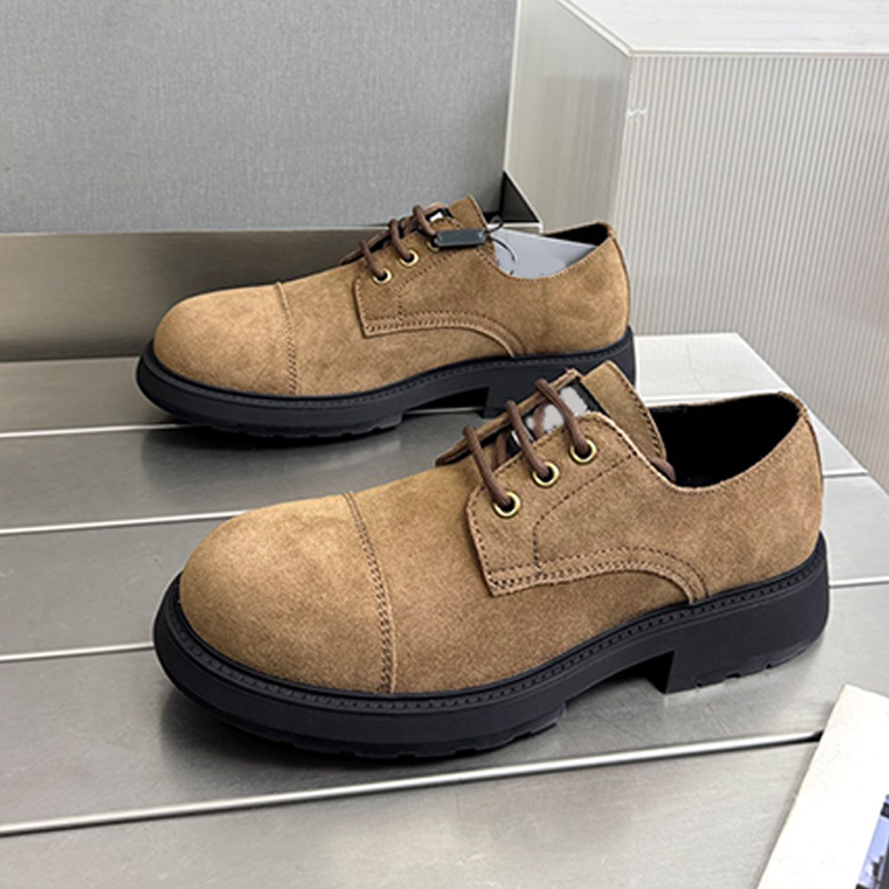 Classic low top derby shoes designer womans modern suede lace up shoes upper small leather shoes womens daily commuting wear short boots