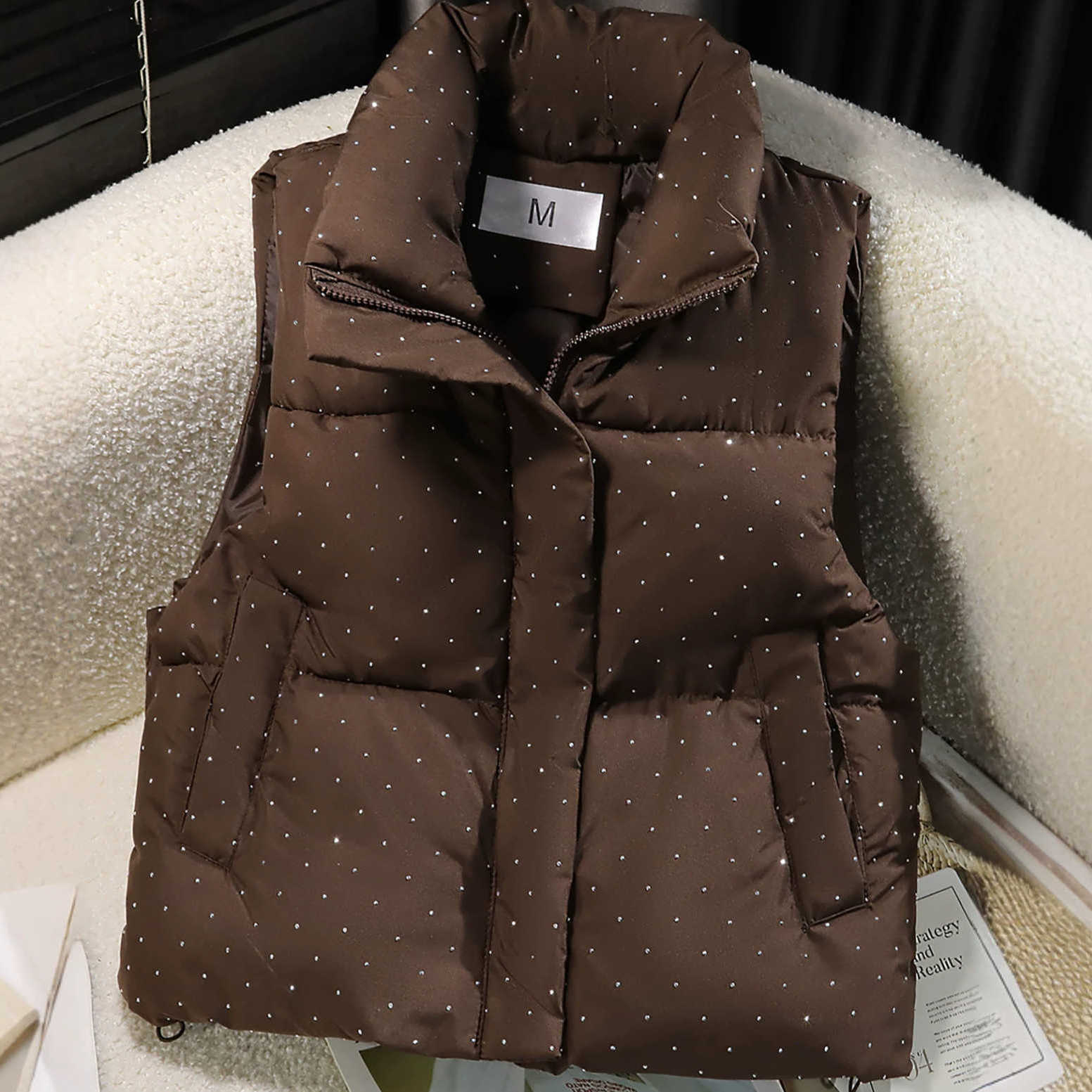 Winter New Autumn Short Cotton-Padded Vest Jacket Women Stand Collar Zipper Pocket Thick Warm Vest Coat Female Casual Ladies TopT260813