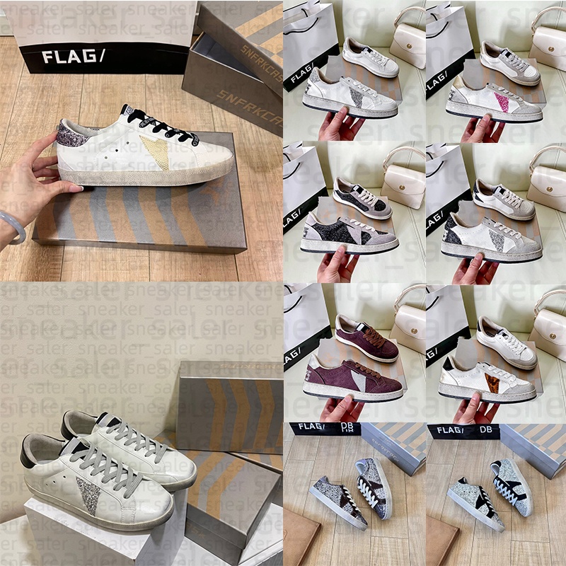 designer trainers dress shoes Luxury Sneakers Golden Low Top leather Glitter Star suede Luxury Streetwearre retro black white pink blue outdoor shoe