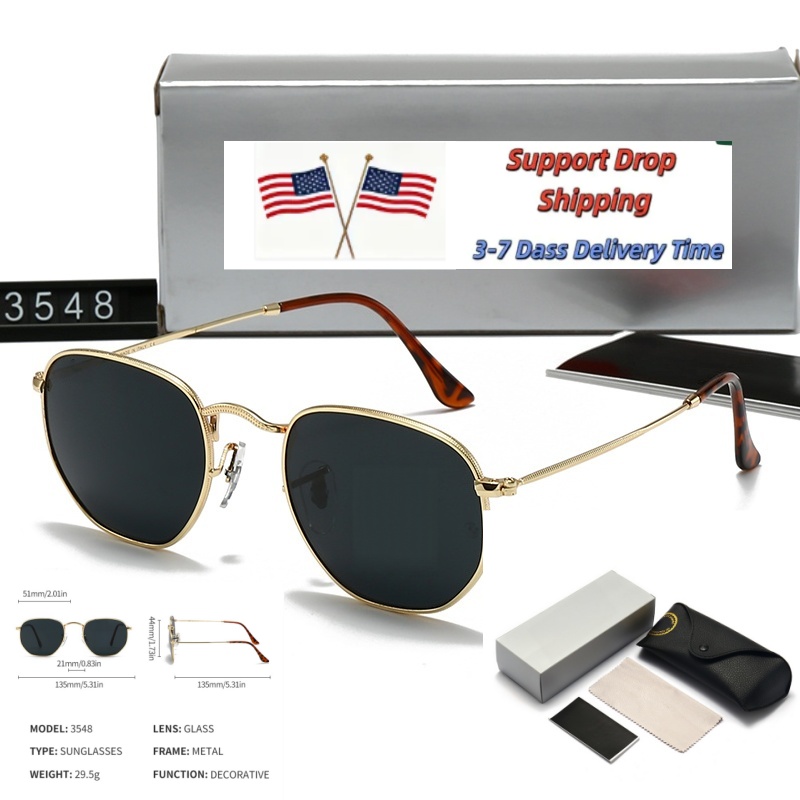 Designer unisexe hexagonal 3548 rétro mince cadre en métal classique lentille verte UV400 lunettes de soleil anti-éblouissement pour la conduite