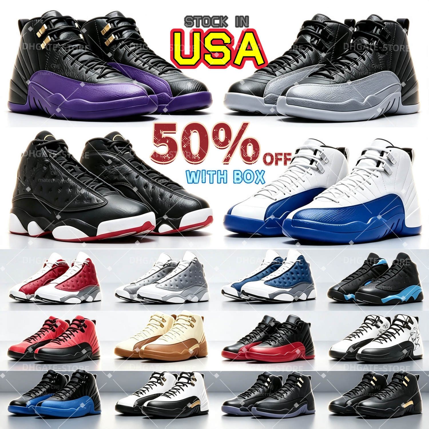 With Box 12 12s Basketball Shoe Men Flu Game Taxi Cherry French Blue Bloodline Obsidian field purple Sneakers 11 11s Bred Concord Space Jam Cool Gre
