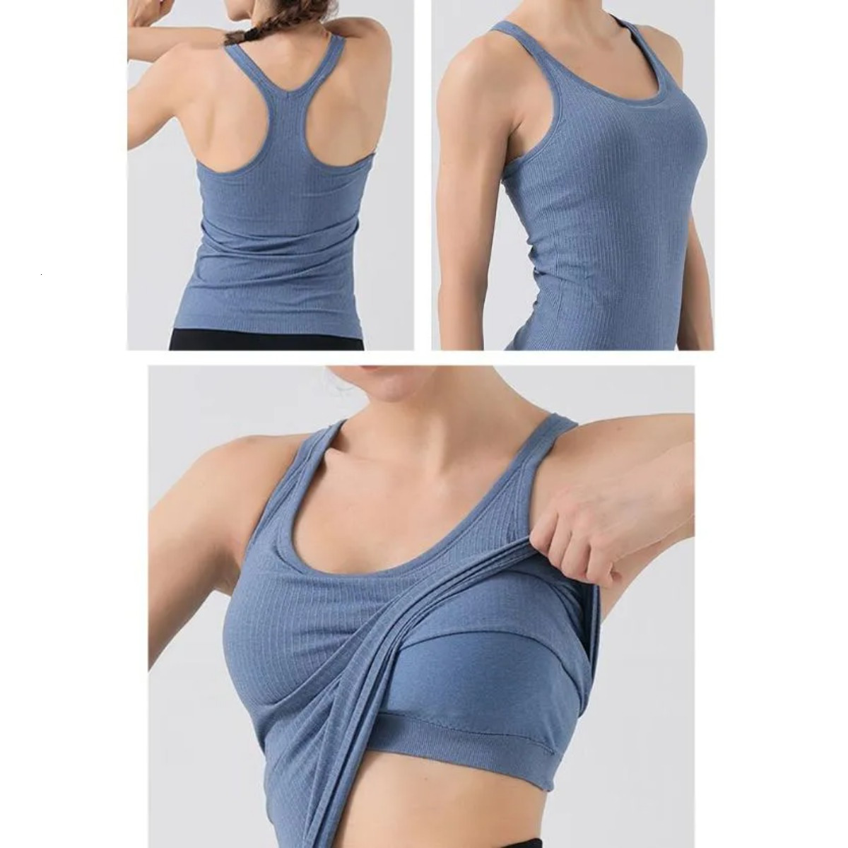Yoga Women Breathable Sleeveless Athletic Tank Top, Ebb To Street Style Padded Yoga Vest, Comfort Sportswear for Gym and Daily Fitness Activity