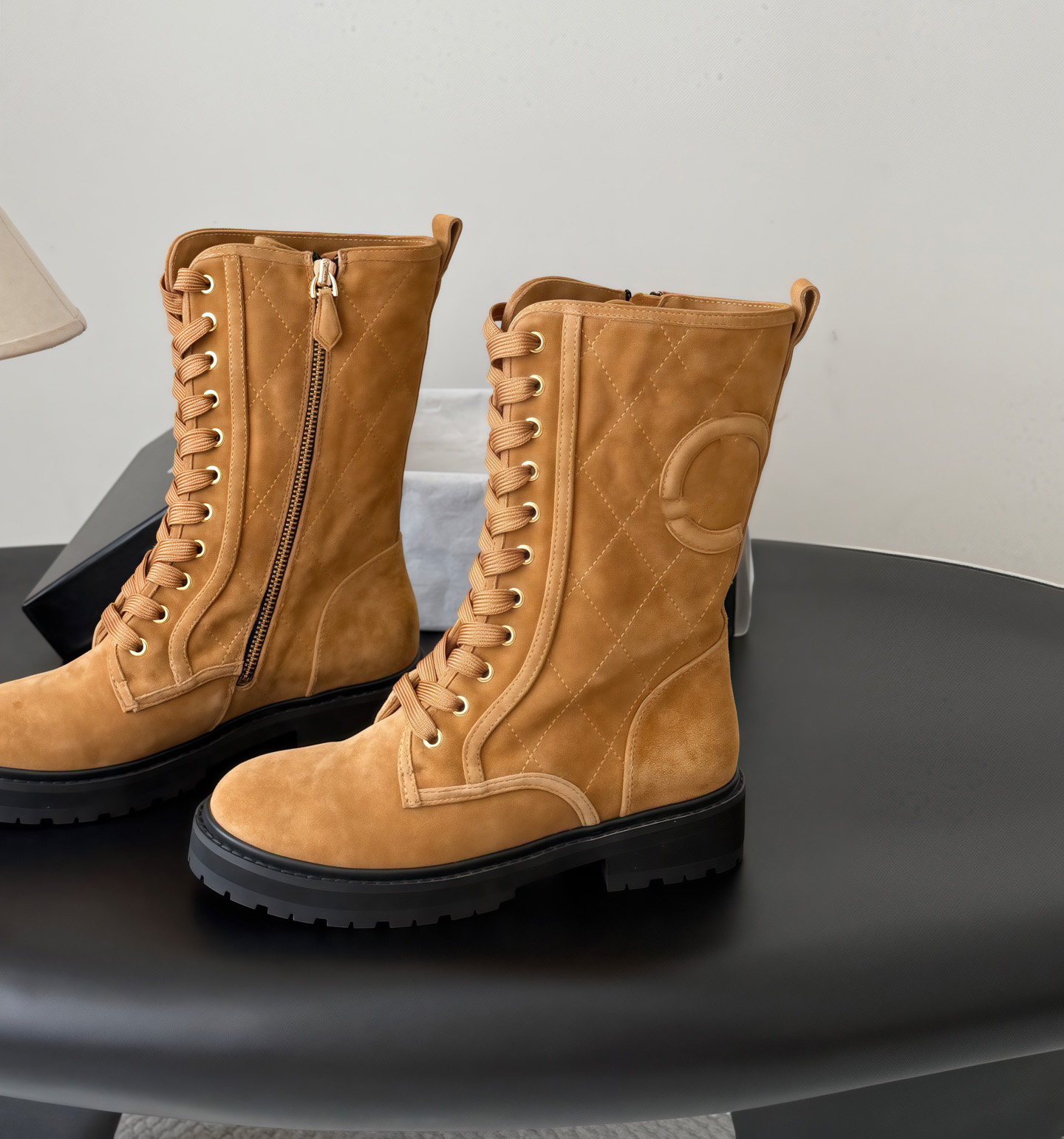 Designer C Ankle Boots Platform Boots Leather Fashion Winter Half heel Booties Luxury Warm cc Thick Sole Women ghjkgh54