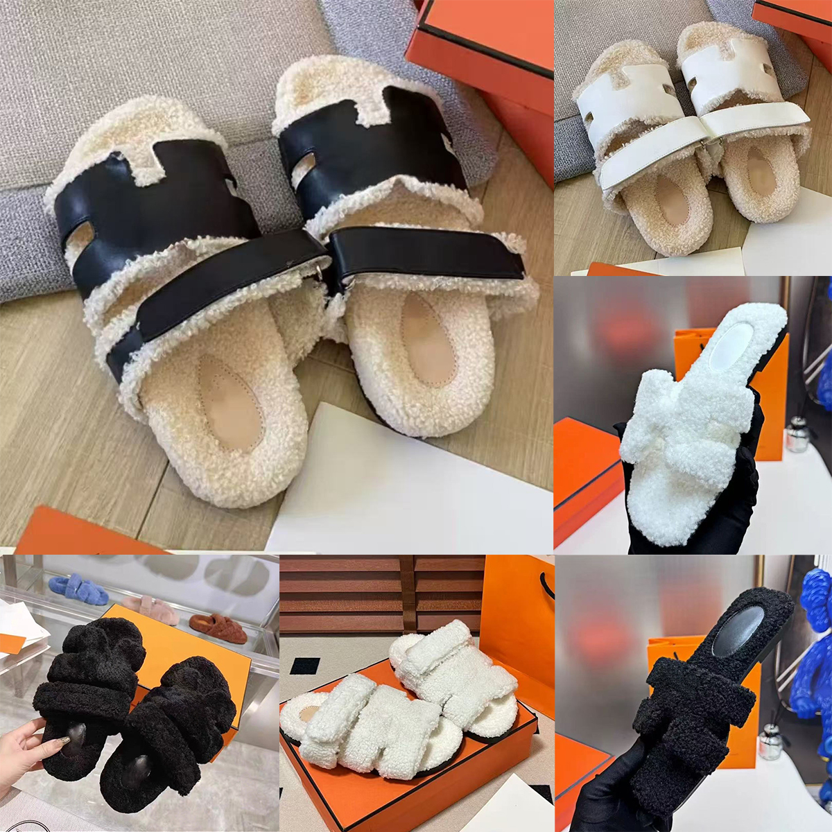 Chypre Sandal Fur Designer Sandals Women Man Slippers Fashion Furry Slippers and Leather Flats Lady slides Sandals Winter Furry Slides