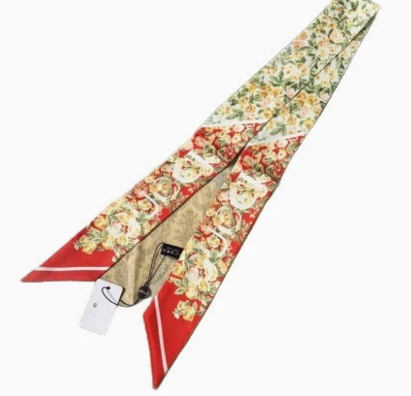 Designer Lettered Classic Versatile Brand Elegant Silk Scarf Colorful Printed Scarfs Fashion Womens Headband Long Handle Bag Hair Thin Scarves Neck