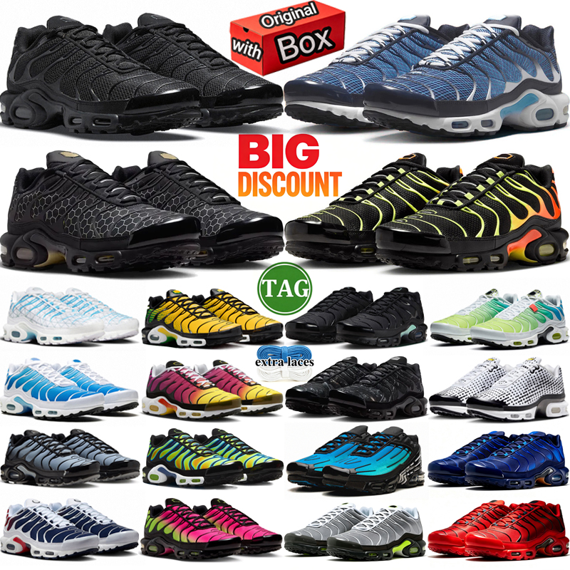 with box tn tns plus designer running shoes sneakers women men mesh sport shoes multi color extra laces triple black white pink blue