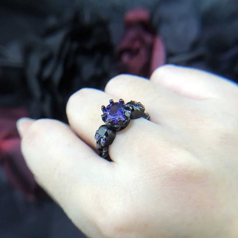 Ring Retro Punk Skl Gothic For Wen Men Halloween Goth Black Gold Color Rings Accion Wholes Fashion Jewelry R523 N260812