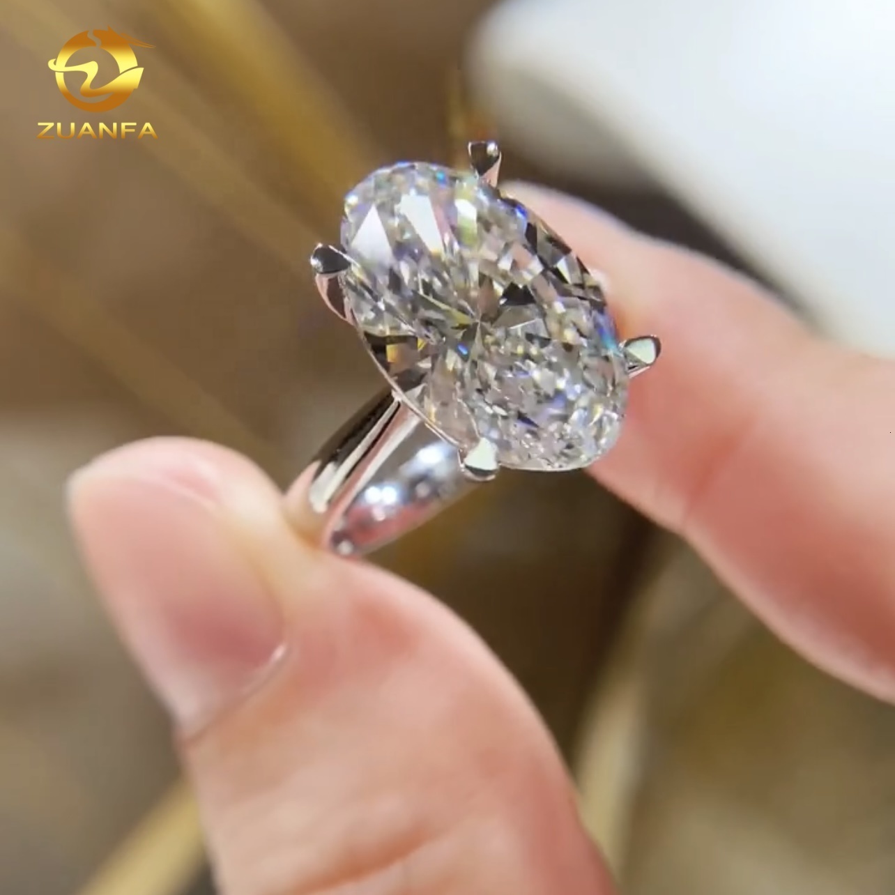 Solitaire Ring 14K White Gold Oval Cut IGI Report Lab Diamond CVD Diamond Ring for Women