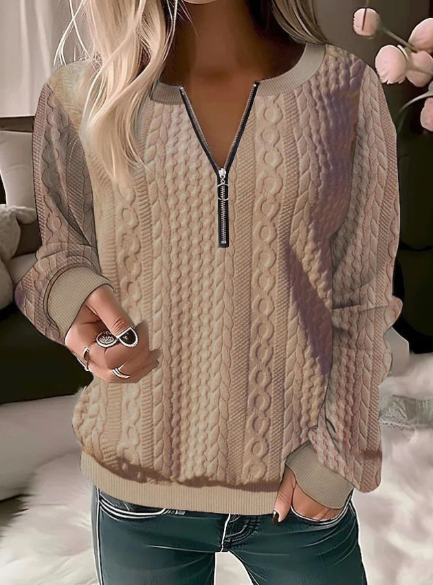 1682 Women's Quilted Sweatshirt Zip-Up Cardigan Jacket Autumn/Winter