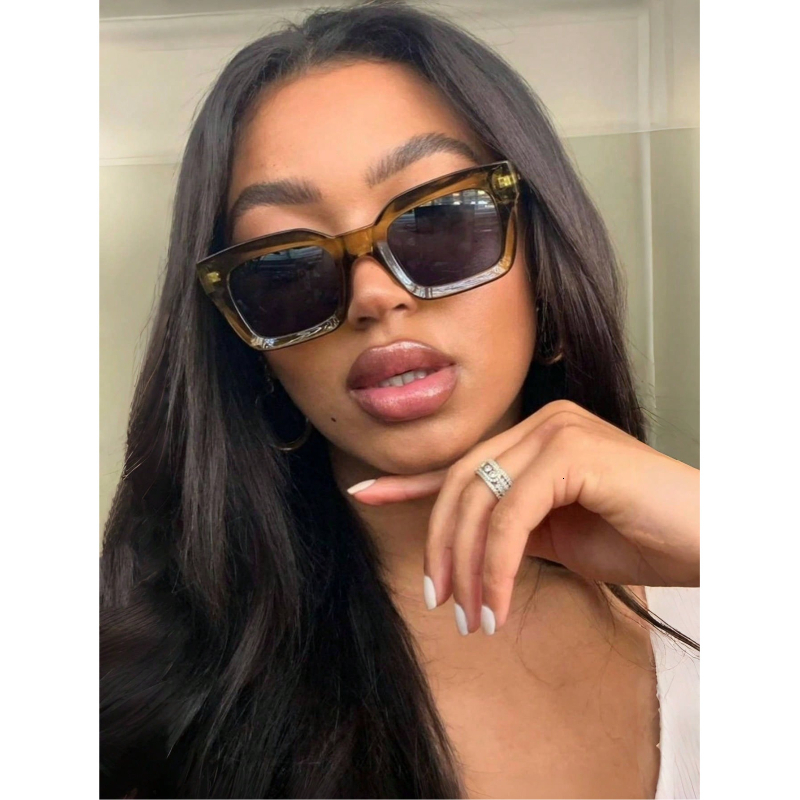Hiking 2pcs Fashion Square Thick Frame Anti Light Glasses Woman Cat Eye Design Vintage Mirrored New Eyewear Female Shades UV400