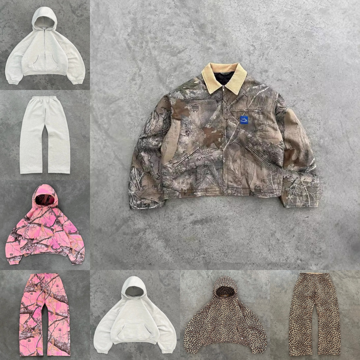 Men's Hoodie sweatpants Autumn Winter Couples Loose Long Sleeve Casual Hooded Pullover Streetwear Y2k Gothic Camouflage Leopard Print Jacket Ha