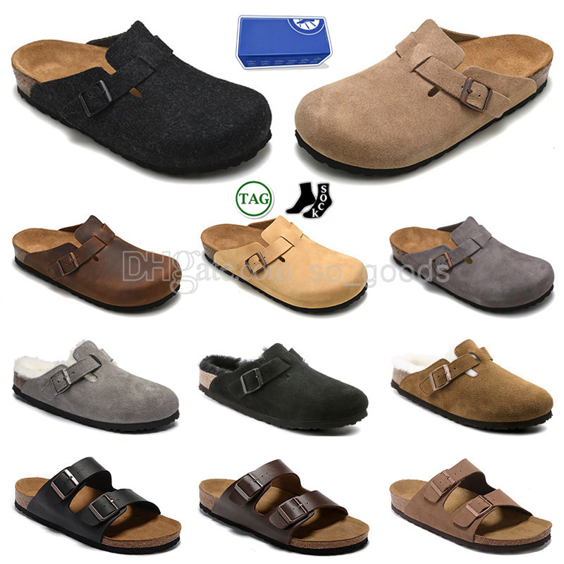 Designer Clogs Women Men Sandals Slippers Mules Cork Flat Soft Fluffy Fashion Suede Taupe Summer Leather Black Blue Grey Slide Beach Casual Shoes