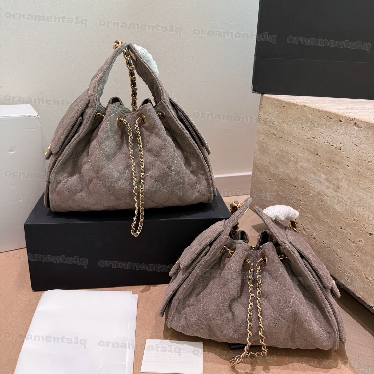 Women Suede Bucket Bag Top Quality Chain Shoulder Tote Bag Large Capacity Ladies Crossbody Shopping Handbag for Daily Commute