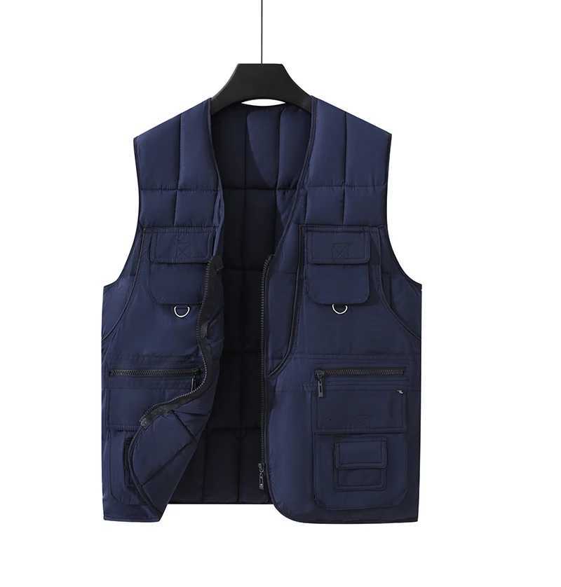 Autumn Winter Thick and Warm Down Vests Are Added for Middle-aged and Elderly Men Wear Loose Down Vests with Multiple PocketT260813 Q260917