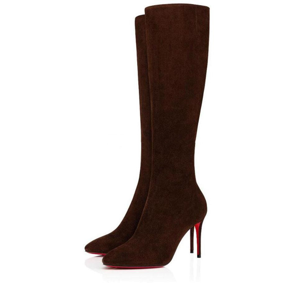 Luxurys Designers Women Winter Sexy suede soft long Boots Red Bottom Shoes Turela boot Alta Eloise ankle boots shorttall booty with box