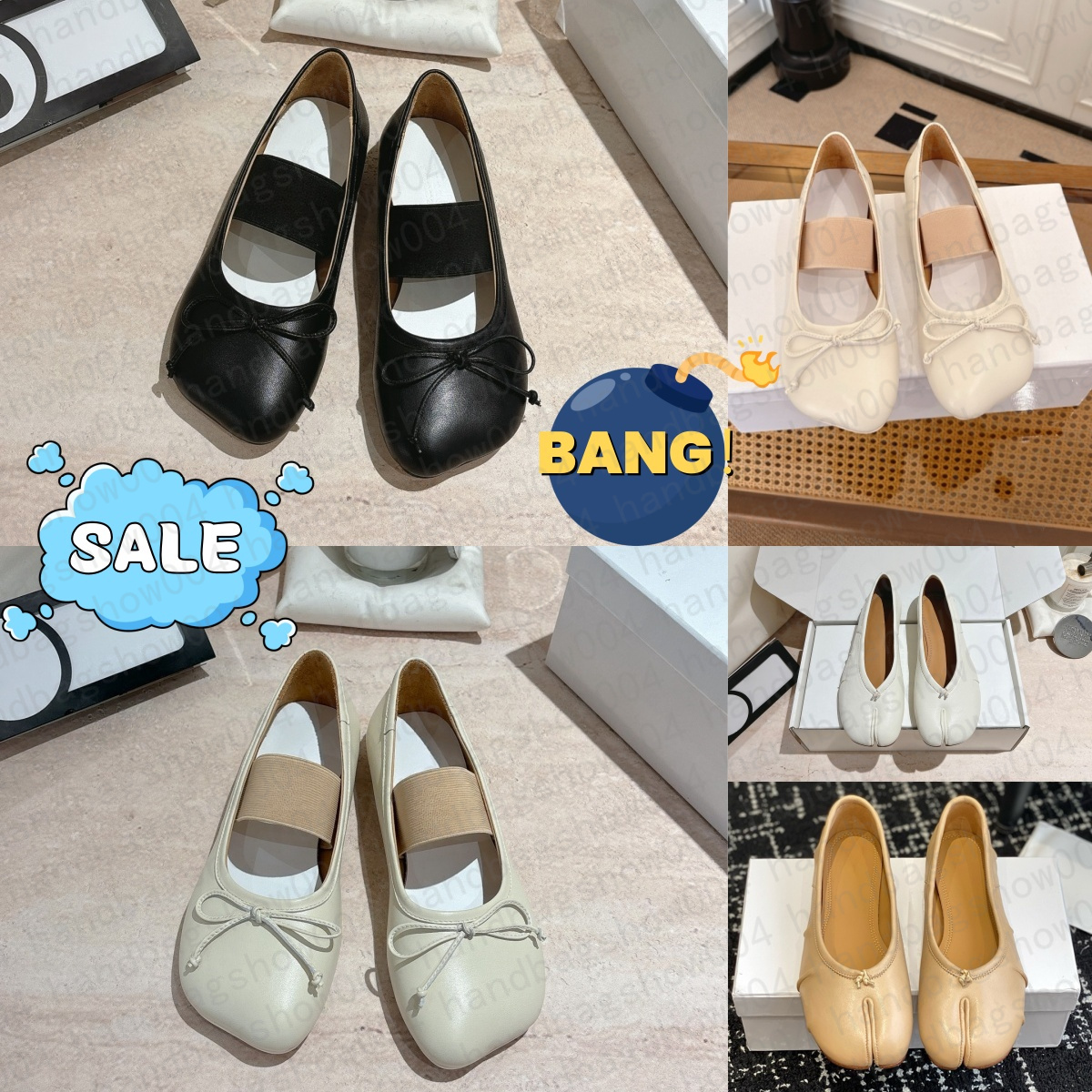 designer Satin Tabi Ballerina shoe Black Jane Calfskin mm6 White Artisanal Vintage Effect Black Nude Tan Flat Elastic Band Mary jane Leather woam