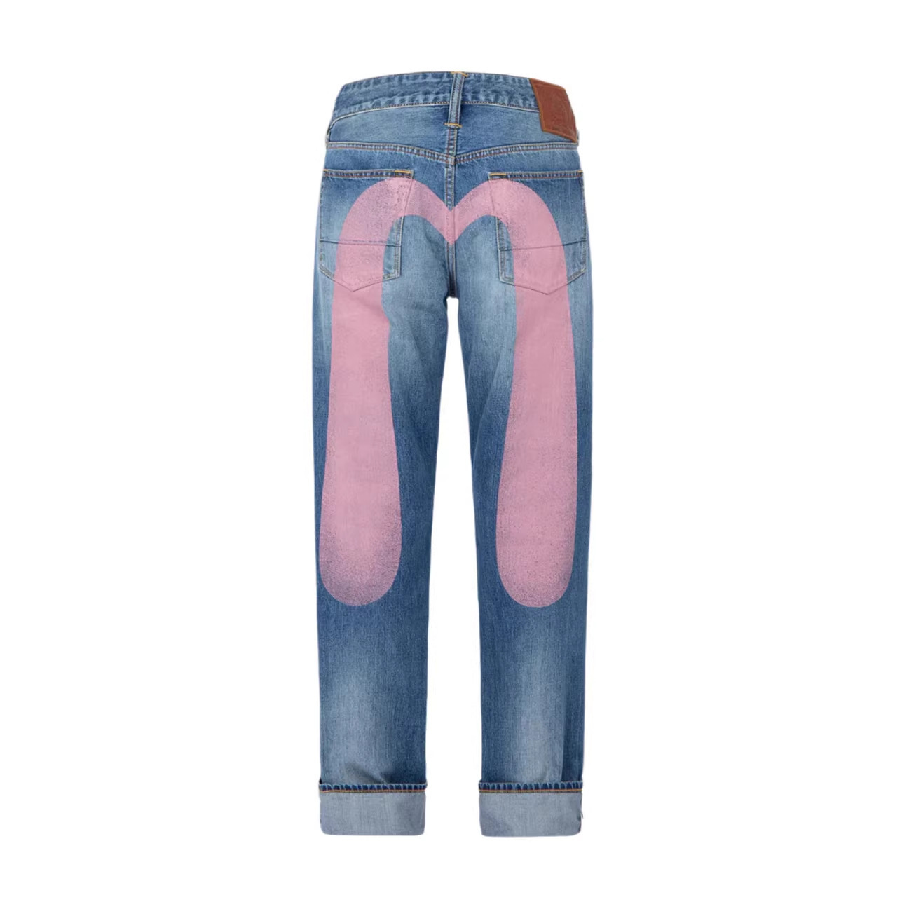 AAAA D05 Détails imprimés élégants sur un pantalon en jean à jambes larges, paire de pantalons bleus parfaitement stylés