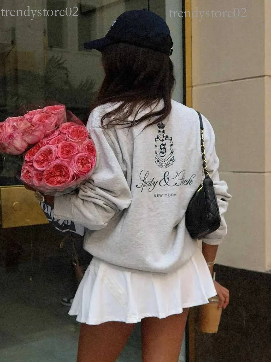 York Letter Print Women Classic O Neck Long Sleeve Pullover Autumn Casual Vintage Sporty Rich Sweatshirt New