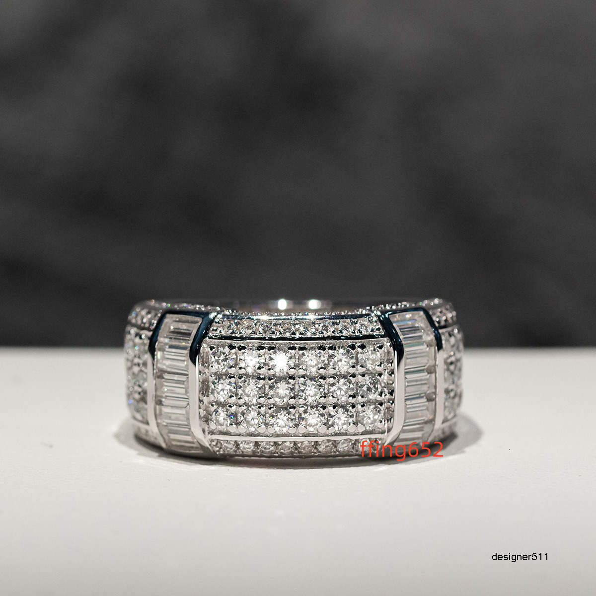 Band Rings Custom Jewelry Micro Pave Setting 925 Silver Ring With Moissanite Diamond Wedding Ring Men