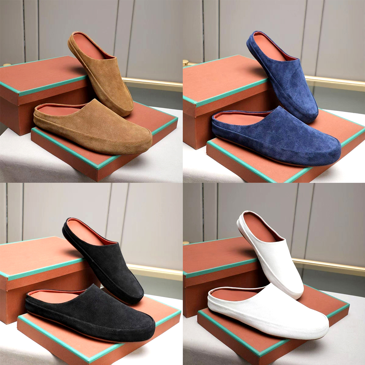 Tomoris Walking Men's Slippers Mule Two layer cowhide suede Home shoes sandal half slipper Winter Summer New 10a Designer loafers casual luxury