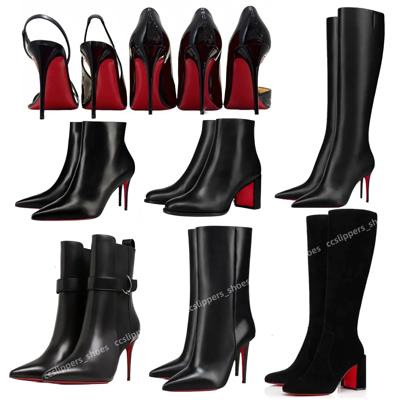 Designer red boots Women High heeled suede red shiny bottom boots stiletto genuine leather ankle boots fashion woman dress shoes 35-44